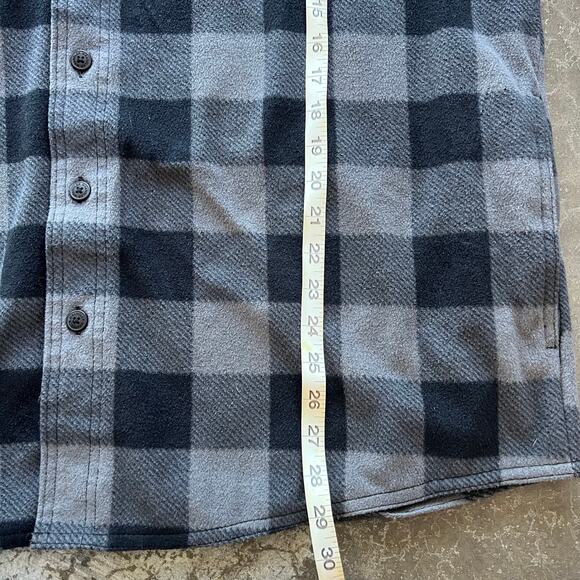 Wrangler Fleece Shirt Jacket Mens XXL Est Buffalo Plaid Button Up Shacket Grey - Picture 8 of 8